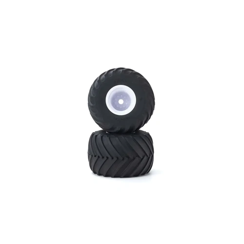 Kyosho Monster Tires with Wheels Glued On (White/V-Shaped/2pcs) [MATH001W]