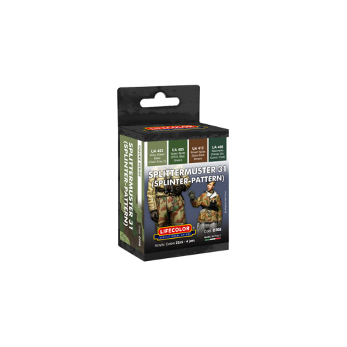 LifeColor Splittermuster 31 German Uniforms Splinter Pattern Camouflage Scheme - 4 Colour Acrylic Paint Set