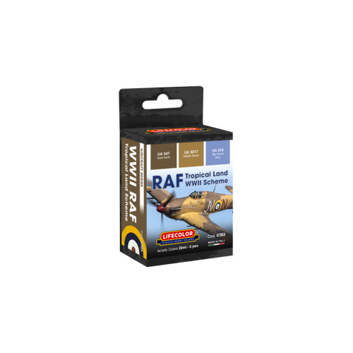 LifeColor RAF Tropical Land WWII Camouflage Scheme - 3 Colour Acrylic Paint Set