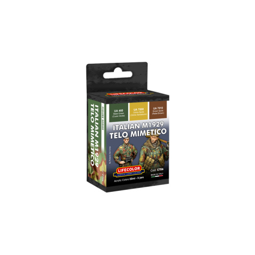 LifeColor Italian M1929 Telo Mimetico Camouflage Scheme - 3 Colour Acrylic Paint Set