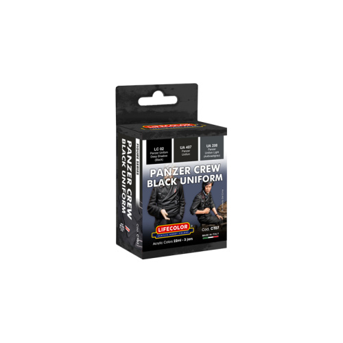 LifeColor Panzer Crew Black Uniform Camouflage Scheme - 3 Colour Acrylic Paint Set