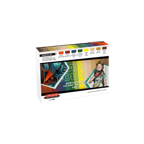 LifeColor Essential Basic Colours Set 5 (8 x 22ml Matt Colours) Acrylic Paint Set