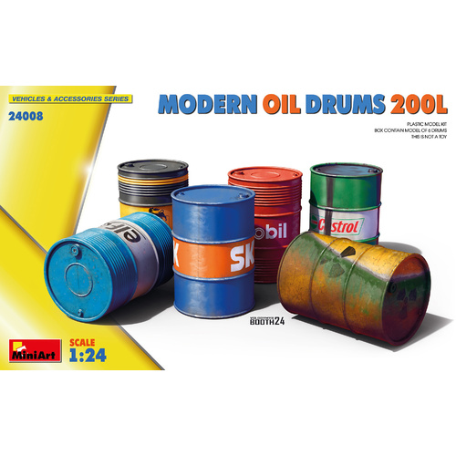 MiniArt 1/24 Modern Oil Drums 200L Plastic Model Kit