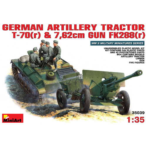 MiniArt 1/35 German Artillery Tractor T-70 & Gun FK 288 w/crew Plastic Model Kit