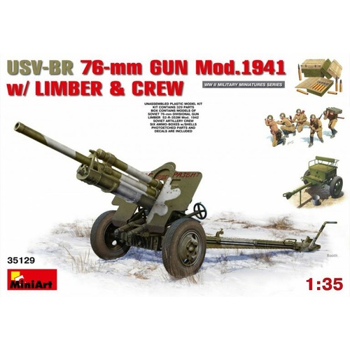MiniArt 1/35 USV-BR 76-mm Gun Mod.1941 w/Limber & Crew Plastic Model Kit