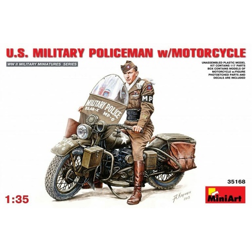 MiniArt 1/35 U.S. MILITARY POLICEMAN w/MOTORCYCLE Plastic Model Kit