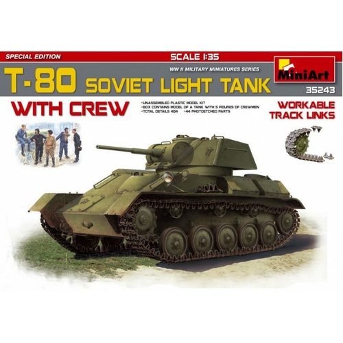 MiniArt 1/35 T-80 Soviet Light Tank w/Crew.Special Edition Plastic Model Kit