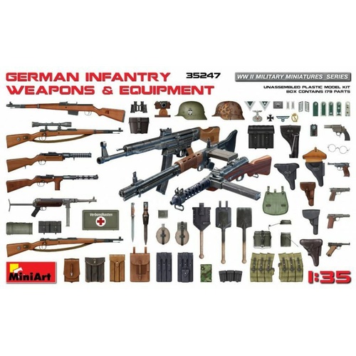 MiniArt 1/35 German Infantry Weapons & Equipment Plastic Model Kit