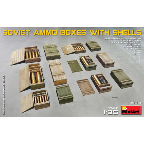 MiniArt 1/35 Soviet Ammo Boxes w/Shells Plastic Model Kit