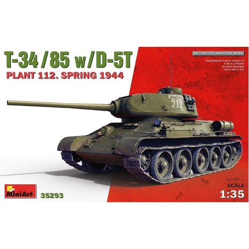 MiniArt 1/35 T-34-85 w/D-5T. Plant 112. Spring 1944 Plastic Model Kit