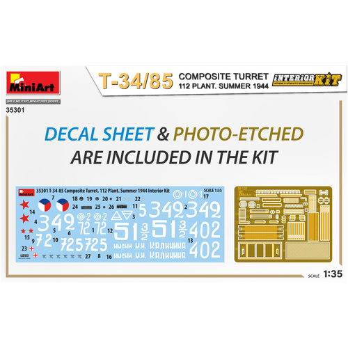 MiniArt 1/35 T-34-85 Composite Turret. 112 Plant. Summer 1944 Interior Kit Plastic Model Kit