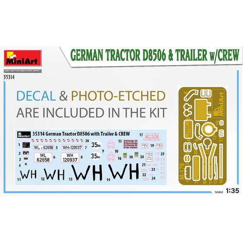 MiniArt 1/35 German Tractor D8506 & Trailer w/Crew Plastic Model Kit