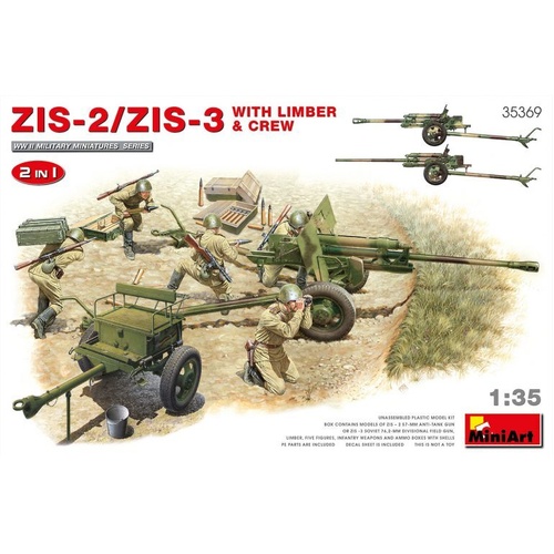 MiniArt 1/35 ZIS-2/ZIS-3 With LIMBER & CREW. 2 IN 1 Plastic Model Kit