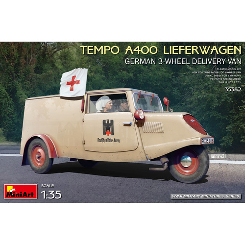 MiniArt 1/35 Tempo A400 Lieferwagen. German 3-Wheel Delivery Van Plastic Model Kit