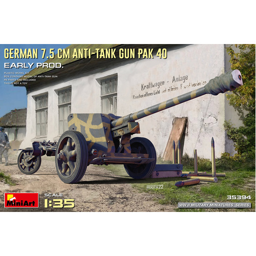 MiniArt 1/35 German 7.5cm Anti-Tank Gun PaK 40. Early Prod Plastic Model Kit