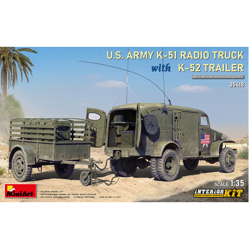MiniArt 1/35 US Army K-51 Radio Truck w/K-52 Trailer. Interior Kit Plastic Model Kit