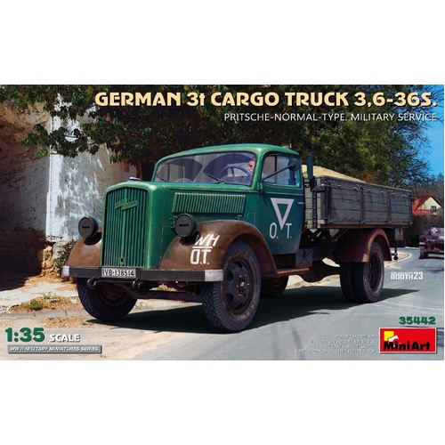 MiniArt 1/35 German 3t Cargo Truck 3.6-36S. Pritsche-Normal-Type. Military Service Plastic Model Kit