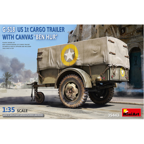 MiniArt 1/35 'G-518 US 1t Cargo Trailer Ben Hur w/Canvas Plastic Model Kit
