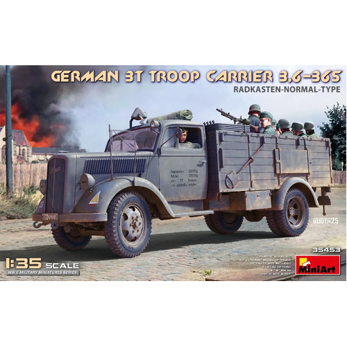 MiniArt 1/35 German 3t Troop Carrier 3.6-36S Radkasten-Normal-Type Plastic Model Kit