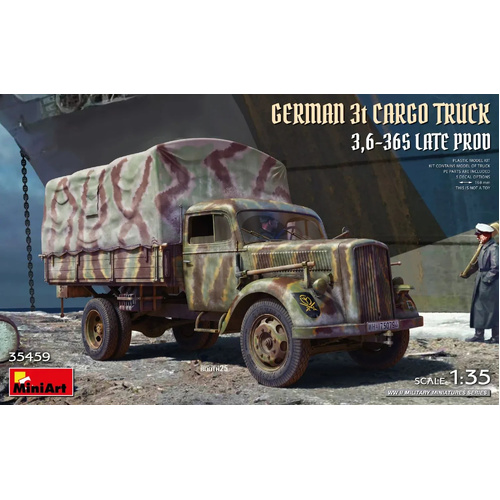 MiniArt 1/35 German 3t Cargo Truck 3.6-36S Late Prod Plastic Model Kit