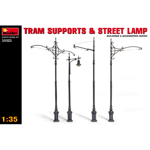 MiniArt 1/35 Tram Supports and Street Lamps Plastic Model Kit