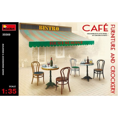 MiniArt 1/35 Cafe Furniture & Crockery Plastic Model Kit