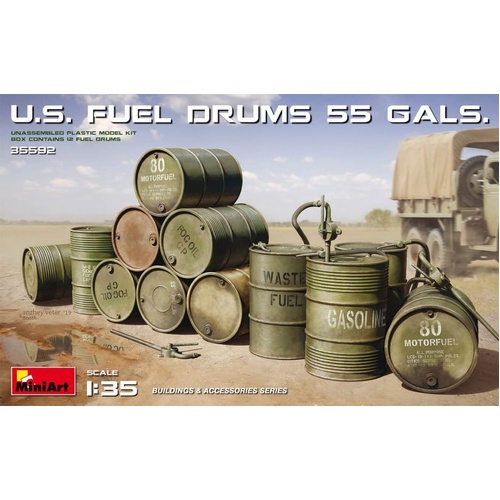 MiniArt 1/35 U.S. Fuel Drums (55 Gals.) Plastic Model Kit