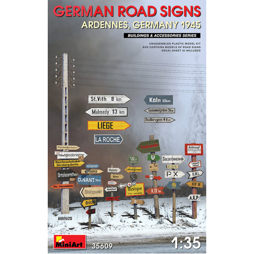 MiniArt 1/35 German Road Signs WW2 (Ardennes. Germany 1945) Plastic Model Kit