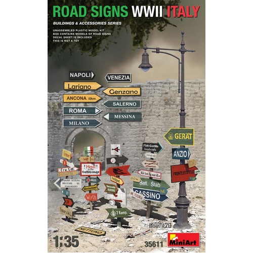 MiniArt 1/35 ROAD SIGNS WWII ITALY Plastic Model Kit