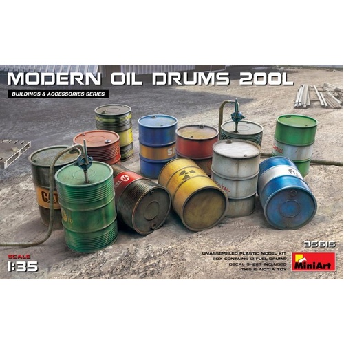 MiniArt 1/35 Modern Oil Drums (200l) Plastic Model Kit