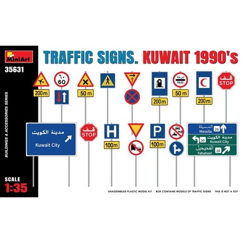 MiniArt 1/35 Traffic Signs. Kuwait 1990's Plastic Model Kit