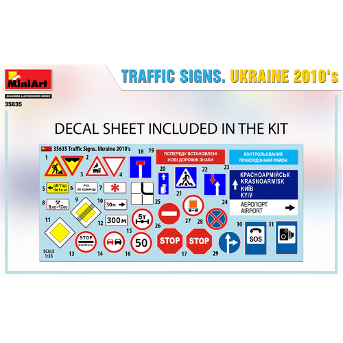 MiniArt 1/35 TRAFFIC SIGNS. UKRAINE 2010's Plastic Model Kit