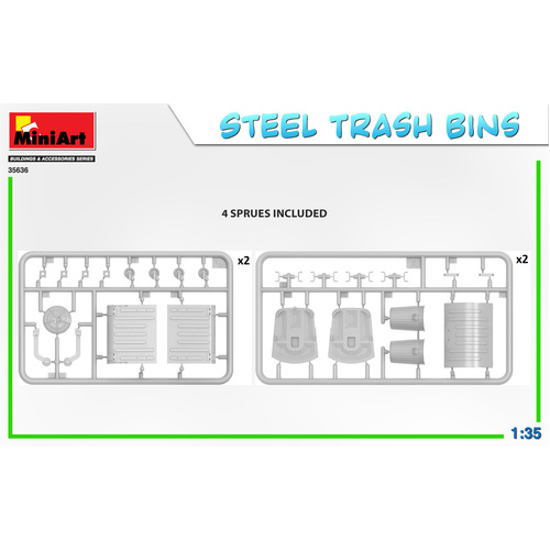 MiniArt 1/35 Steel Trash Bins Plastic Model Kit