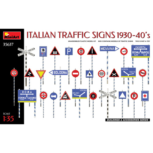 MiniArt 1/35 ITALIAN TRAFFIC SIGNS 1930-40’s Plastic Model Kit