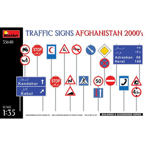 MiniArt 1/35 Traffic Signs. Afghanistan 2000's Plastic Model Kit
