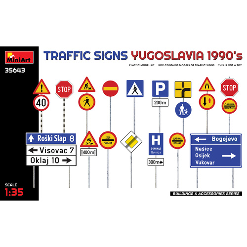MiniArt 1/35 Traffic Signs. Yugoslavia 1990's Plastic Model Kit