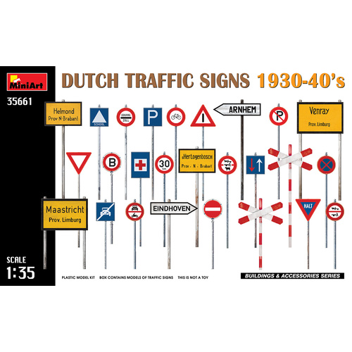 MiniArt 1/35 Dutch Traffic Signs 1930-40’s Plastic Model Kit