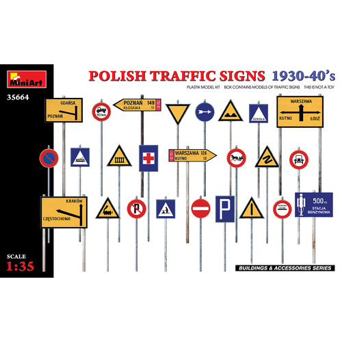 MiniArt 1/35 Polish Traffic Signs 1930-40’s Plastic Model Kit