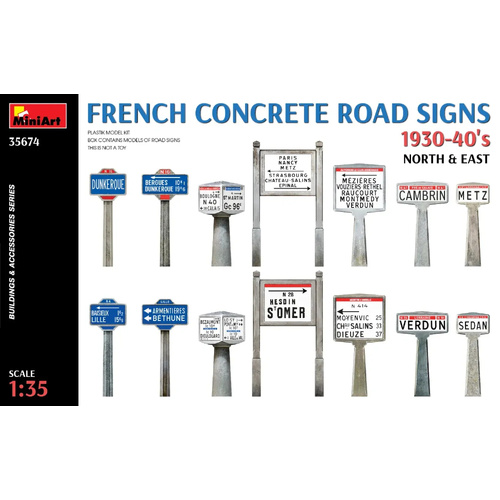 MiniArt 1/35 French Concrete Road Signs 1930-40's. North & East Plastic Model Kit