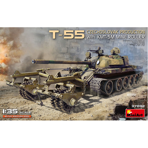 MiniArt 1/35 T-55 Czechoslovak Production with KMT-5M Mine Roller Plastic Model Kit