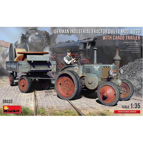 MiniArt 1/35 German Industrial Tractor D8511 Mod. 1936 with Cargo Trailer (1 Figure) Plastic Model Kit