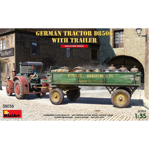 MiniArt 1/35 German Tractor D8506 with Trailer Plastic Model Kit