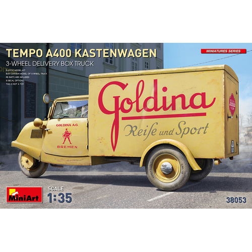 MiniArt 1/35 Tempo A400 Kastenwagen 3-Wheel Delivery Box Truck Plastic Model Kit
