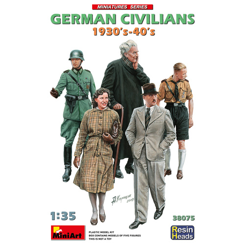 MiniArt 1/35 German Civilians 1930-40s. Resin Heads Plastic Model Kit