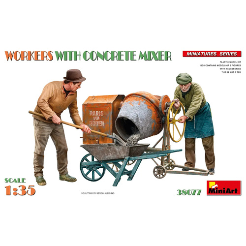 MiniArt 1/35 WORKERS WITH CONCRETE MIXER Plastic Model Kit
