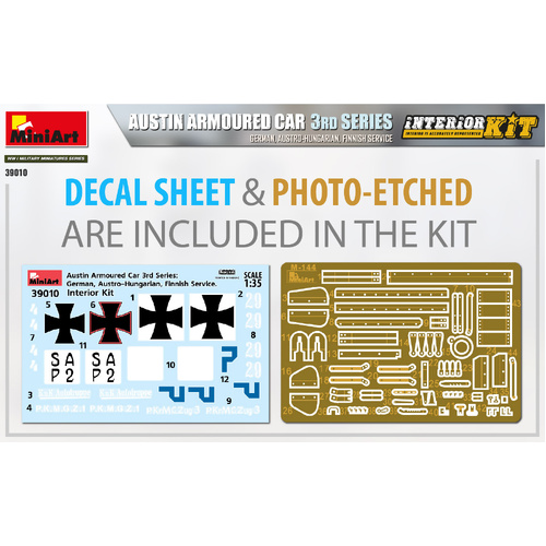 MiniArt 1/35 Austin Armoured Car 3rd Series: German. Austro-Hungarian. Finnish Service. Interior Kit Plastic Model Kit