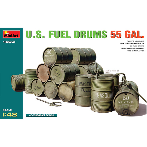 MiniArt 1/48 U.S. Fuel Drums 55 Gal. Plastic Model Kit