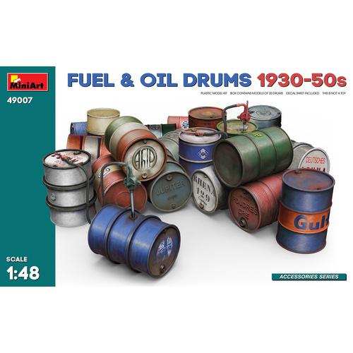 MiniArt 1/48 Fuel & Oil Drums 1930-50s Plastic Model Kit