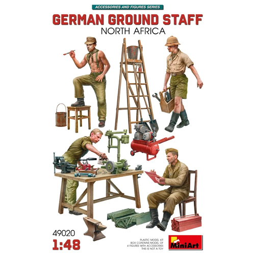 MiniArt 1/48 German Ground Staff w/Accessories. North Africa Plastic Model Kit