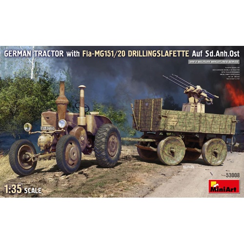 MiniArt 1/35 German Tractor with Fla-MG151/20 Drillingslafette Auf Sd.Anh.Ost Plastic Model Kit